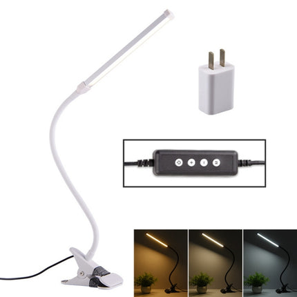 LED Desk Lamp 8W Folding Adjustable USB Charging Eye Protection Table Lamp, USB Charge Version + Power Plug(White)-garmade.com