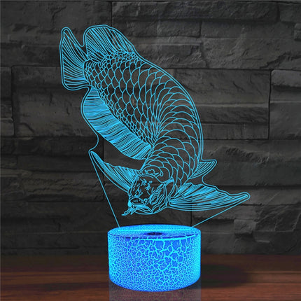 Fish Shape 3D Colorful LED Vision Light Table Lamp, USB Touch Version-garmade.com