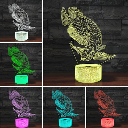 Fish Shape 3D Colorful LED Vision Light Table Lamp, USB & Battery Version-garmade.com