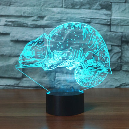 Chameleon Shape 3D Colorful LED Vision Light Table Lamp, 16 Colors Remote Control Version-garmade.com