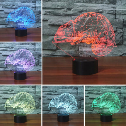 Chameleon Shape 3D Colorful LED Vision Light Table Lamp, USB Touch Version-garmade.com