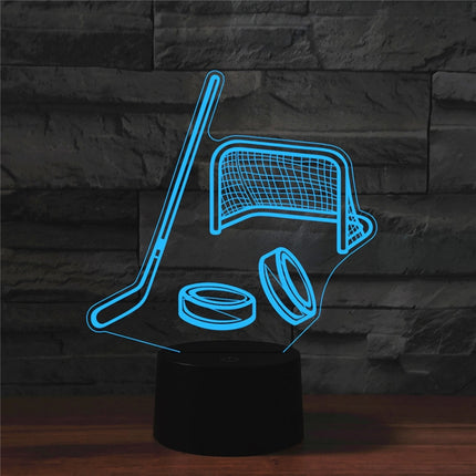 Ice Hockey Shape 3D Colorful LED Vision Light Table Lamp, 16 Colors Remote Control Version-garmade.com
