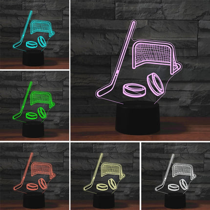 Ice Hockey Shape 3D Colorful LED Vision Light Table Lamp, USB & Battery Version-garmade.com