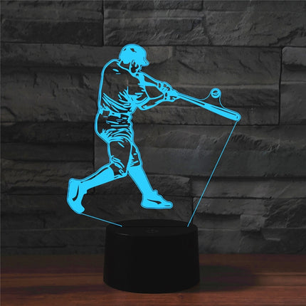 Playing Baseball Shape 3D Colorful LED Vision Light Table Lamp, 16 Colors Remote Control Version-garmade.com