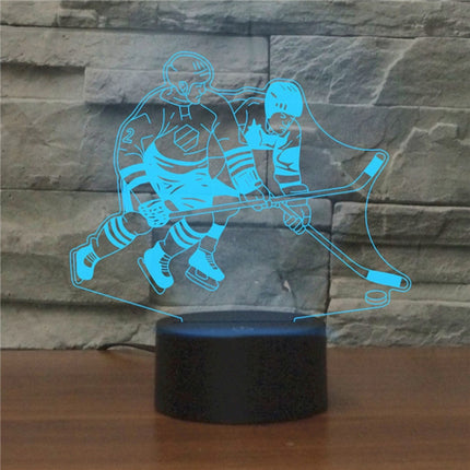Playing Ice Hockey Shape 3D Colorful LED Vision Light Table Lamp, USB Touch Version-garmade.com