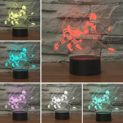 Playing Ice Hockey Shape 3D Colorful LED Vision Light Table Lamp, USB Touch Version-garmade.com