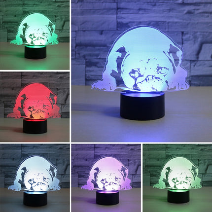 Prostrated Dog Shape 3D Colorful LED Vision Light Table Lamp, USB & Battery Version-garmade.com