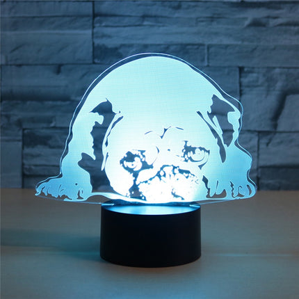 Prostrated Dog Shape 3D Colorful LED Vision Light Table Lamp, Charging Touch Version-garmade.com