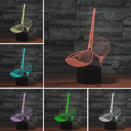 Golf Shape 3D Colorful LED Vision Light Table Lamp, USB Touch Version-garmade.com