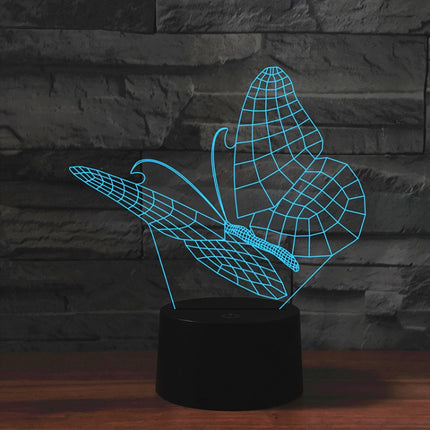 Butterfly Shape 3D Colorful LED Vision Light Table Lamp, 16 Colors Remote Control Version-garmade.com