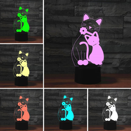 Cat Shape 3D Colorful LED Vision Light Table Lamp, 16 Colors Remote Control Version-garmade.com