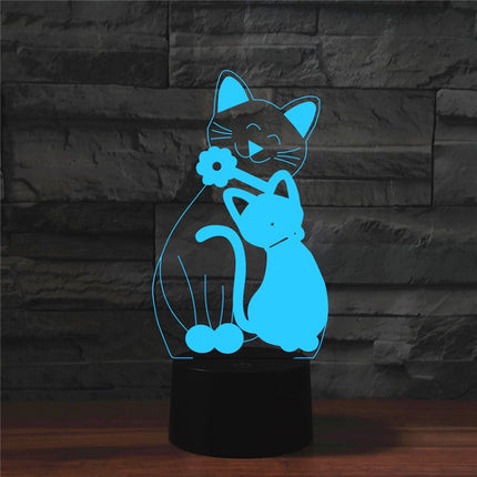 Cat Shape 3D Colorful LED Vision Light Table Lamp, USB Touch Version-garmade.com
