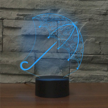 Umbrella Shape 3D Colorful LED Vision Light Table Lamp, Charging Touch Version-garmade.com