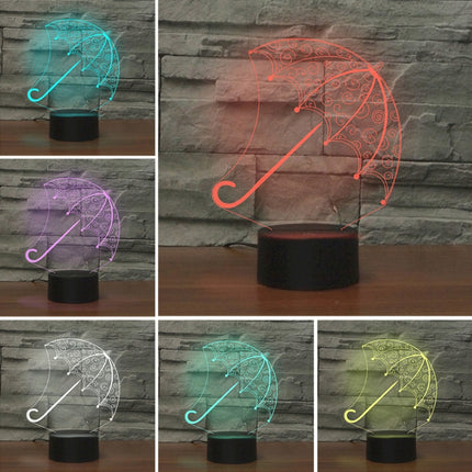 Umbrella Shape 3D Colorful LED Vision Light Table Lamp, Charging Touch Version-garmade.com