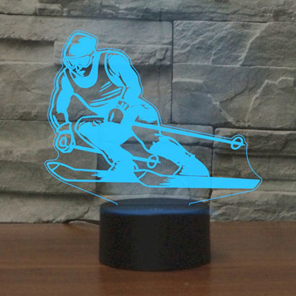 Skiing Shape 3D Colorful LED Vision Light Table Lamp, 16 Colors Remote Control Version-garmade.com