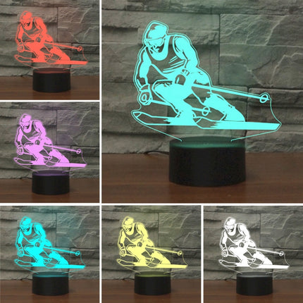Skiing Shape 3D Colorful LED Vision Light Table Lamp, 16 Colors Remote Control Version-garmade.com