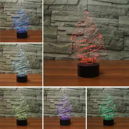 Christmas Tree Shape 3D Colorful LED Vision Light Table Lamp, 16 Colors Remote Control Version-garmade.com