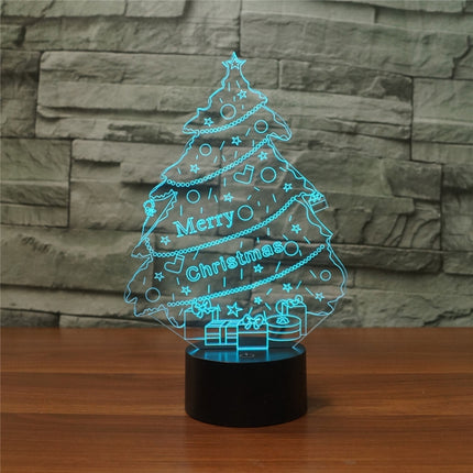 Christmas Tree Shape 3D Colorful LED Vision Light Table Lamp, USB Touch Version-garmade.com