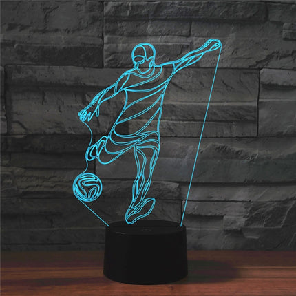 Playing Football Shape 3D Colorful LED Vision Light Table Lamp, 16 Colors Remote Control Version-garmade.com