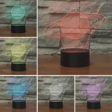 Saturn Shape 3D Colorful LED Vision Light Table Lamp, 16 Colors Remote Control Version-garmade.com