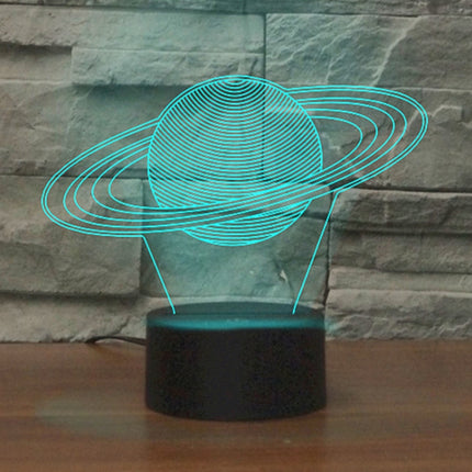 Saturn Shape 3D Colorful LED Vision Light Table Lamp, USB Touch Version-garmade.com