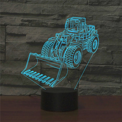 Excavator Shape 3D Colorful LED Vision Light Table Lamp, USB Touch Version-garmade.com