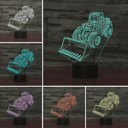 Excavator Shape 3D Colorful LED Vision Light Table Lamp, Charging Touch Version-garmade.com