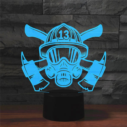 Fire Fighting Shape 3D Colorful LED Vision Light Table Lamp, 16 Colors Remote Control Version-garmade.com