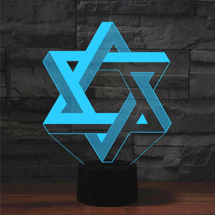 Pentagram Shape 3D Colorful LED Vision Light Table Lamp, USB Touch Version-garmade.com