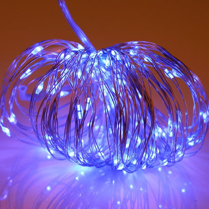 10m IP65 Waterproof Silver Wire String Light, 100 LEDs SMD 06033 x AA Batteries Box Fairy Lamp Decorative Light, DC 5V(Blue Light)-garmade.com