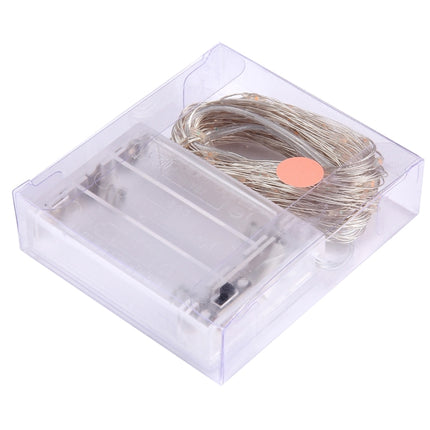 10m IP65 Waterproof Silver Wire String Light, 100 LEDs SMD 06033 x AA Batteries Box Fairy Lamp Decorative Light, DC 5V(Pink Light)-garmade.com