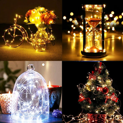 10m IP65 Waterproof Silver Wire String Light, 100 LEDs SMD 06033 x AA Batteries Box Fairy Lamp Decorative Light, DC 5V(Warm White)-garmade.com