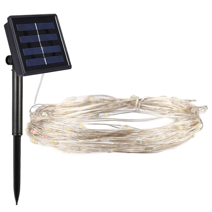 10m IP65 Waterproof Colorful Light Solar Panel Silver Wire String Light, 100 LEDs SMD 0603 Fairy Lamp Decorative Light-garmade.com