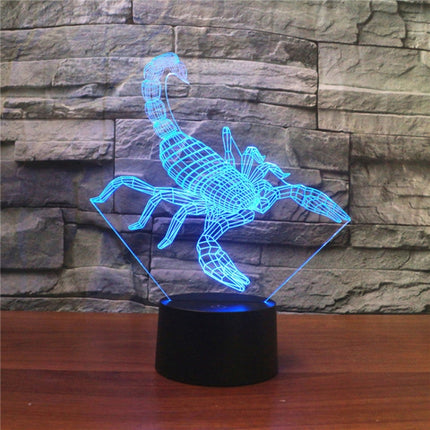 Scorpion Shape 3D Colorful LED Vision Light Table Lamp, USB Touch Version-garmade.com