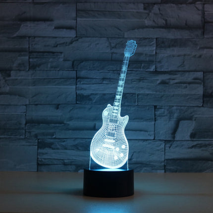 Guitar Shape 3D Colorful LED Vision Light Table Lamp, 16 Colors Remote Control Version-garmade.com