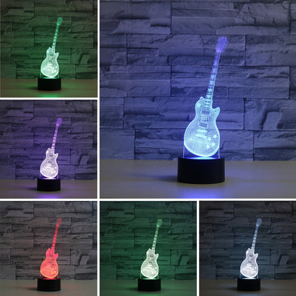 Guitar Shape 3D Colorful LED Vision Light Table Lamp, 16 Colors Remote Control Version-garmade.com