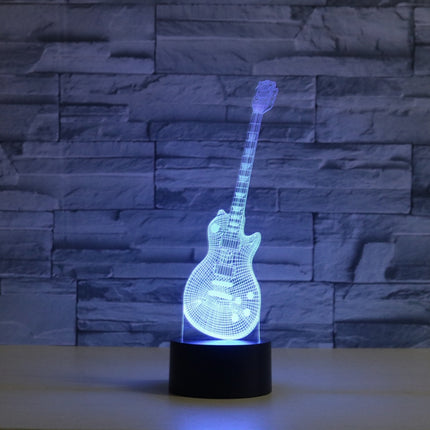 Guitar Shape 3D Colorful LED Vision Light Table Lamp, USB Touch Version-garmade.com