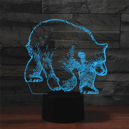 Bear Shape 3D Colorful LED Vision Light Table Lamp, 16 Colors Remote Control Version-garmade.com