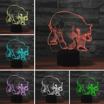 Bear Shape 3D Colorful LED Vision Light Table Lamp, 16 Colors Remote Control Version-garmade.com