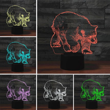 Bear Shape 3D Colorful LED Vision Light Table Lamp, Charging Touch Version-garmade.com