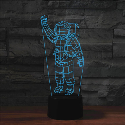 Astronaut Shape 3D Colorful LED Vision Light Table Lamp, 16 Colors Remote Control Version-garmade.com