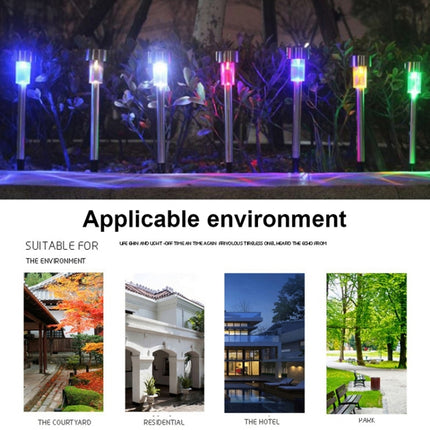 10 PCS Solar Energy Outdoor Lawn Lamp Stainless Steel IP65 Waterproof LED Decorative Garden Light (Colorful Light)-garmade.com