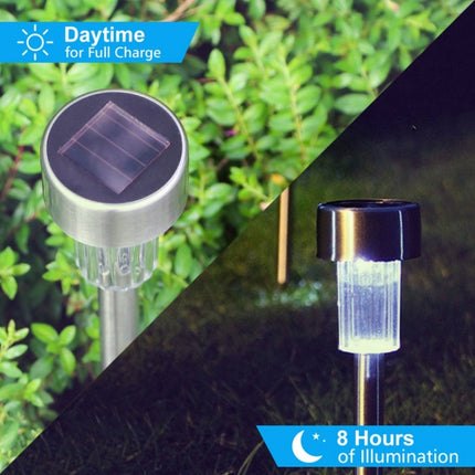 10 PCS Solar Energy Outdoor Lawn Lamp Stainless Steel IP65 Waterproof LED Decorative Garden Light (Colorful Light)-garmade.com