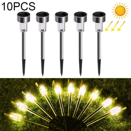 10 PCS Solar Energy Outdoor Lawn Lamp Stainless Steel IP65 Waterproof LED Decorative Garden Light (Warm White)-garmade.com