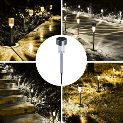 10 PCS Solar Energy Outdoor Lawn Lamp Stainless Steel IP65 Waterproof LED Decorative Garden Light (Warm White)-garmade.com