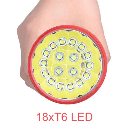 3 Gears, DB18 18xT6, Luminous Flux: 5400lm LED Flashlight, Without Battery (Red Black)-garmade.com