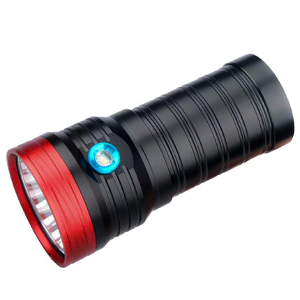 3 Gears, DB18 18xT6, Luminous Flux: 5400lm LED Flashlight, with 4 18650 Batteries (Red Black)-garmade.com