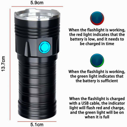 3 Gears, K18MAX 18xT6, Luminous Flux: 5400lm LED Flashlight, Without Battery (Black)-garmade.com