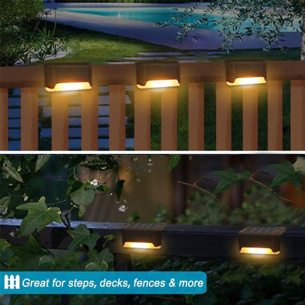12 PCS Solar Powered LED Outdoor Stairway Light IP65 Waterproof Garden Lamp, Warm White Light(Black)-garmade.com