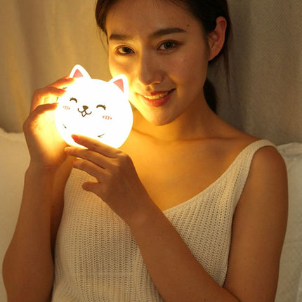 Rabbit Shape Patted Silicone LED Night Light, Creative 7-color Discoloration USB Charging (Pink)-garmade.com